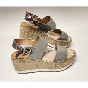 Dolce Vita Mauri Tan Suede Leather Elastic Band Wedge Espadrille Sandals 7.5M